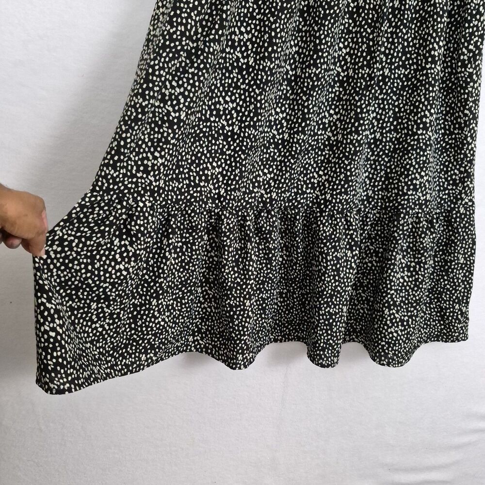 Pink Lily Large Black White Oversized Tiered Boho Dress Midi Feminine Cottage - Picture 7 of 10